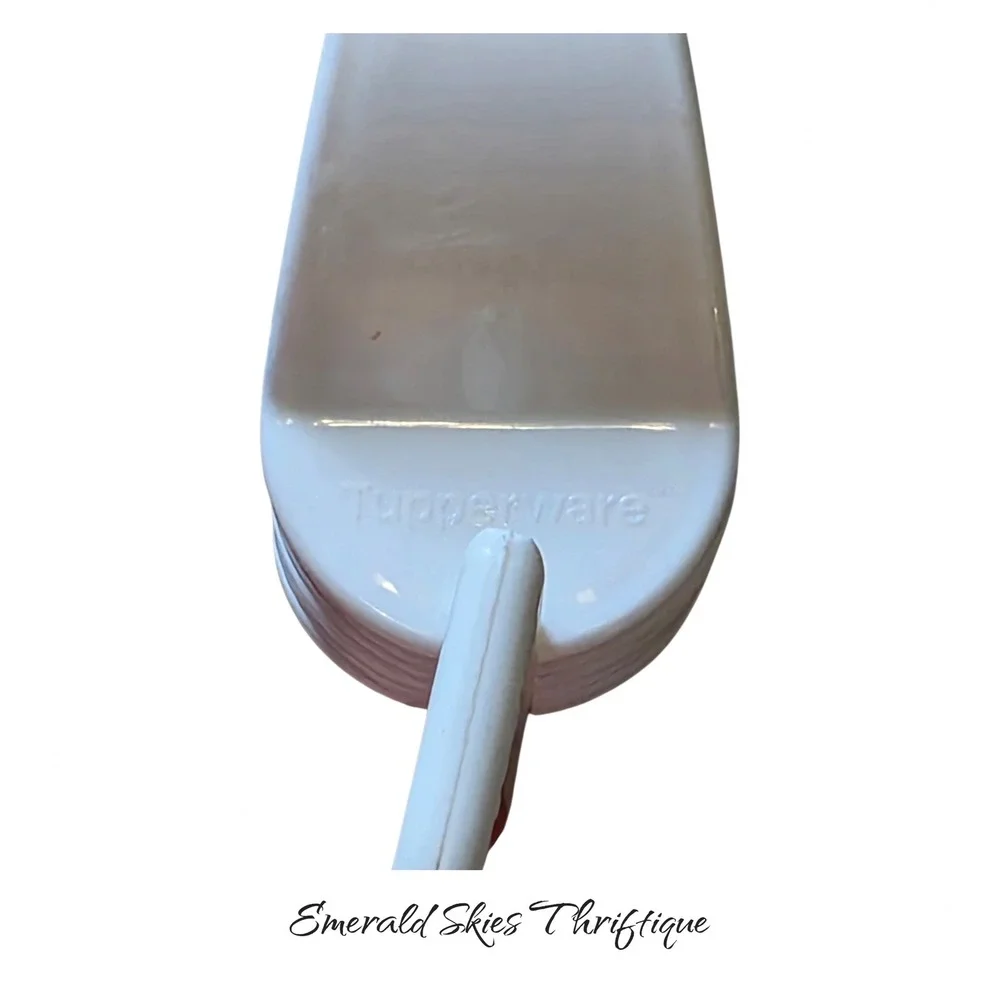 Tupperware White Measuring Spoons Set D Ring Curved Gray Letters 3484 free ship